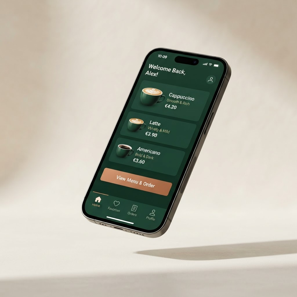 Saba Origin Coffee mobile ordering app on a smartphone