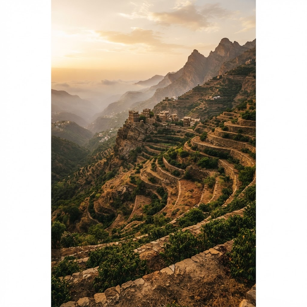 Terraced coffee mountains of Yemen